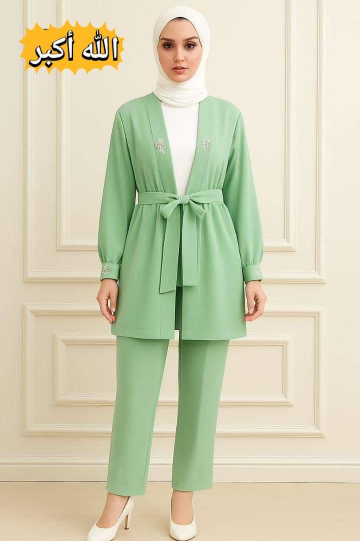 Woman wearing vert suit with