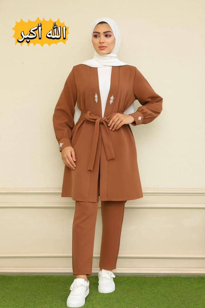 Woman wearing brown coat and