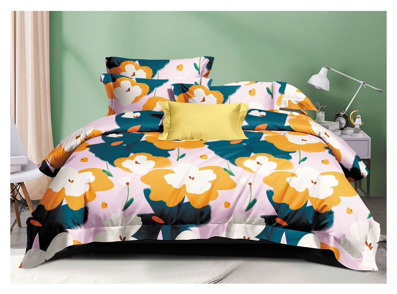 Bed with jaune and bleu