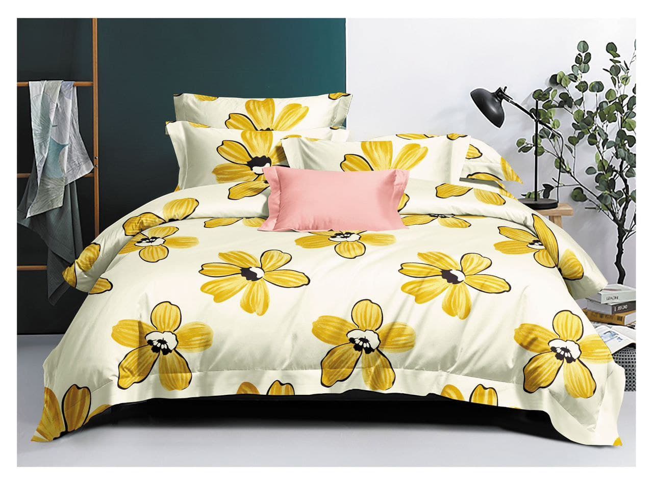 Bed with jaune flowers