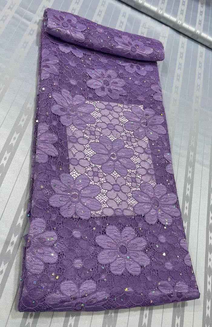 Purple lace fabric with floral