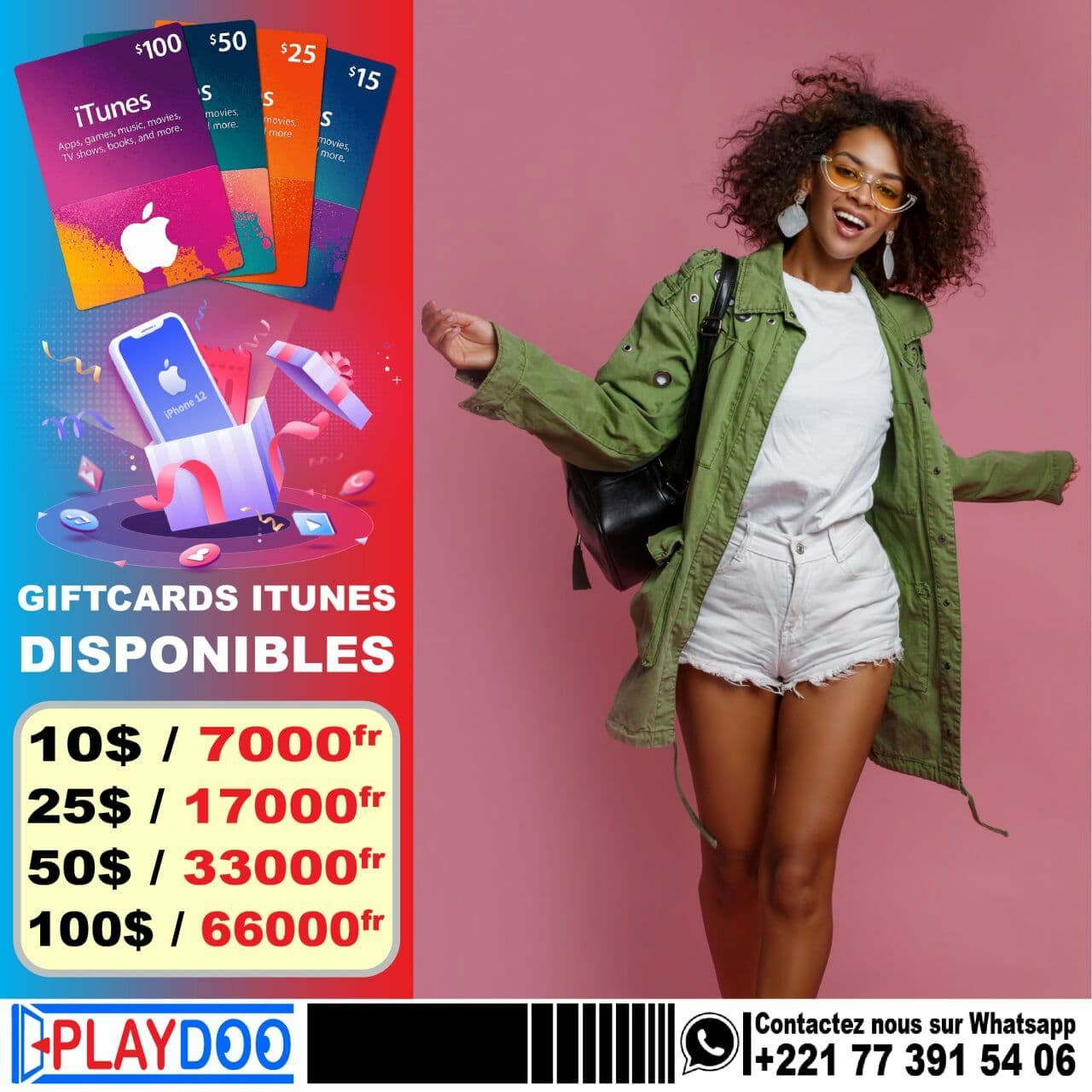 ABONNEMENTS SANS RUPTURE
🔴 NETFLIX à partir de 3000 FCFA
🟣 GIFTCARDS ITUNES à partir de 7000 FCF