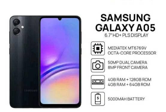 SAMSUMG A05
64G/4G RAM
EN CARTON
PRIX: 60milles