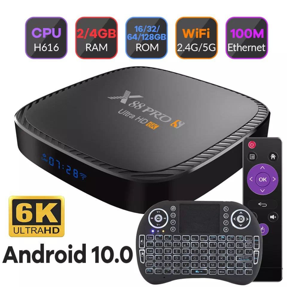 Box tv android 6k d'image caracteristique 4ram 32gi ,4ram 128go plus le clavier avec ces box vous n'