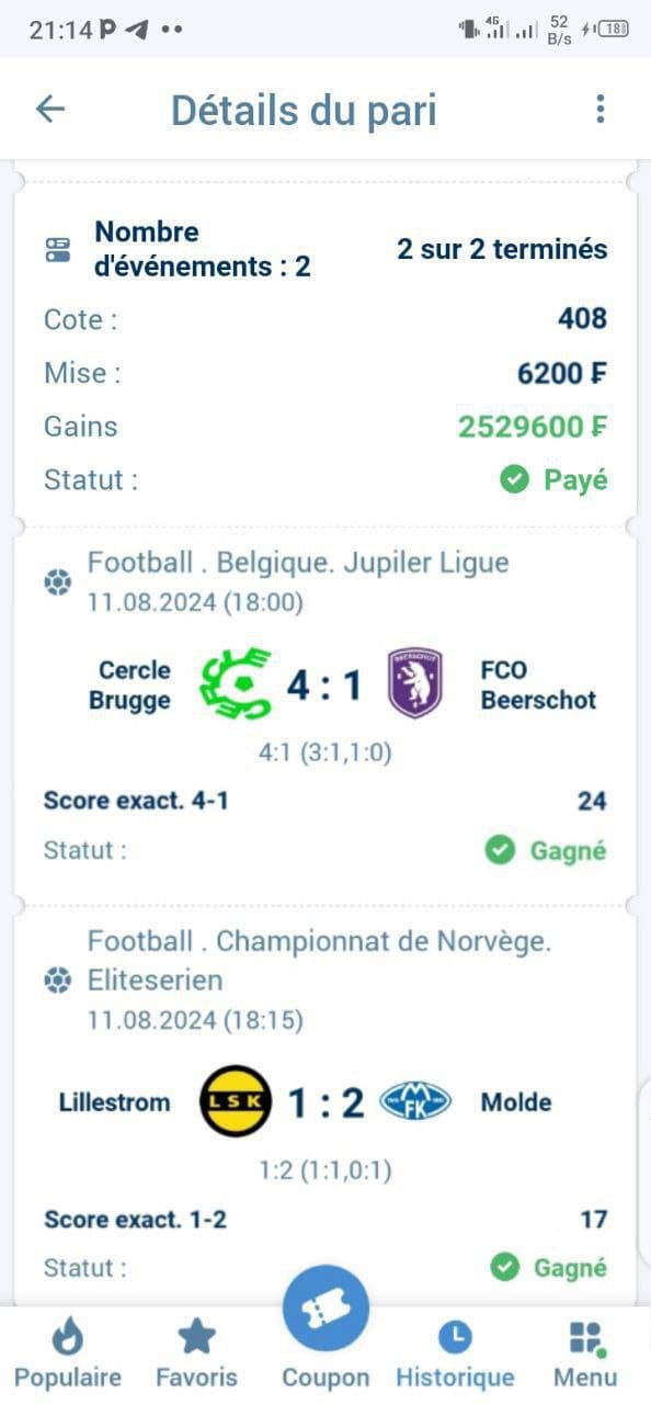 Tu n'as jamais gagné des coupons score exacte? rejoindre le groupe maintenant pour avoir le code du