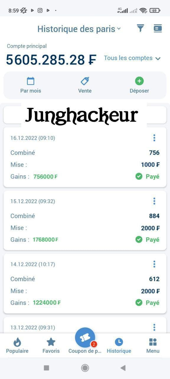 Cc comment vous allez ??
🛑Tu ne paies rien au début je vais t'aider a gagner sur 1XBET
Tu me paies