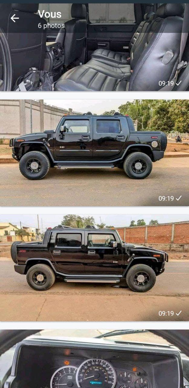 Marque : Hummer, Modèle : H2 Pick-up, année 2006,
boîte automatique, moteur : essence à 8 cylindres