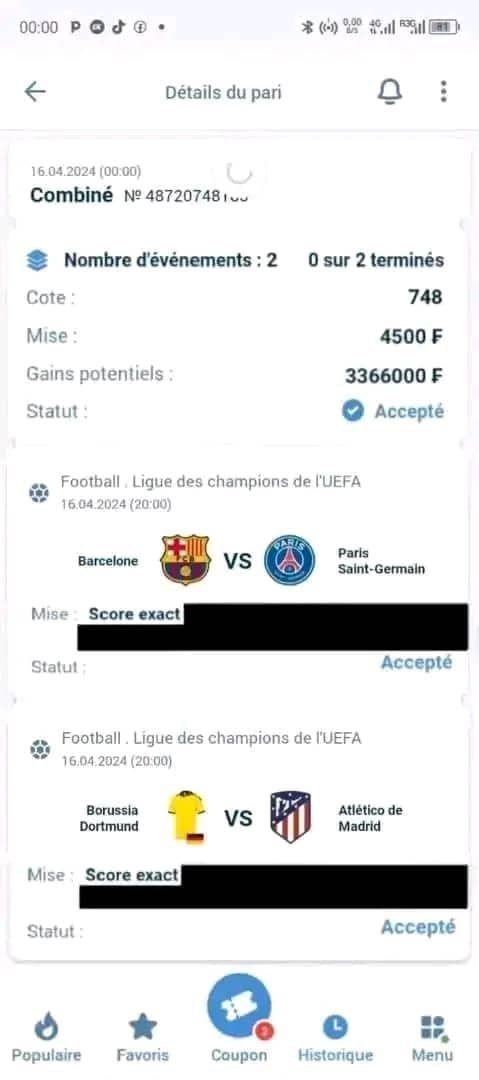 LE COUPON DU JOURS
🔱cotes : 748
💰 prix: en cfa : Inbox me🚨
⚜ Fiable et sécurisé
♻️🔥rembours