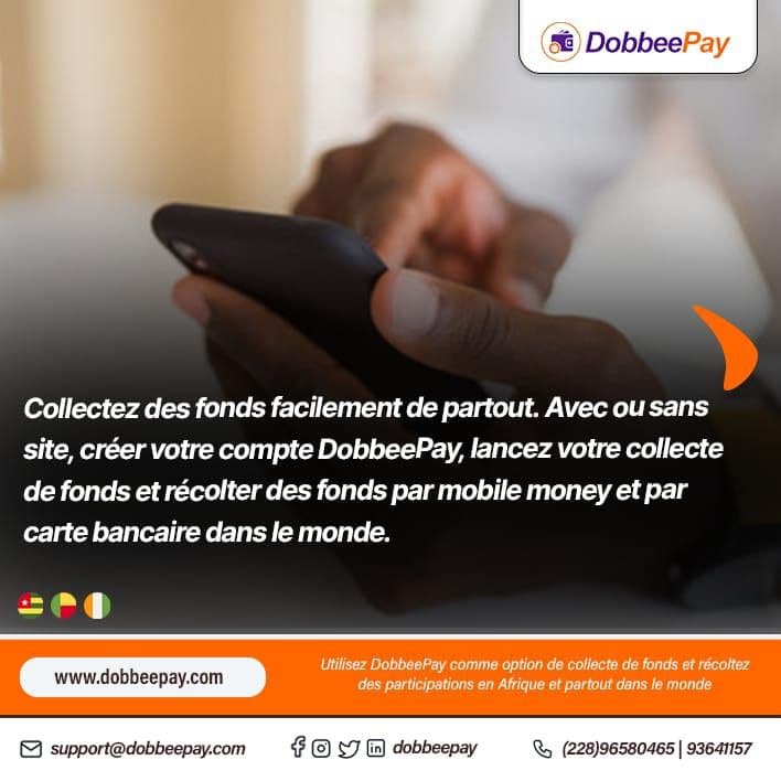 Collectez des fonds facilement de partout. Avec ou sans site, créer votre compte DobbeePay, lancez v